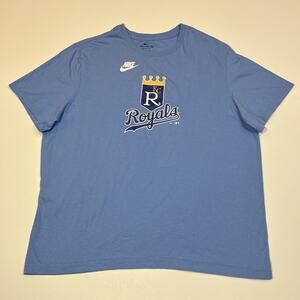 Nike Kansas City Royals T Shirt Mens XXL Blue MLB Logo Cotton